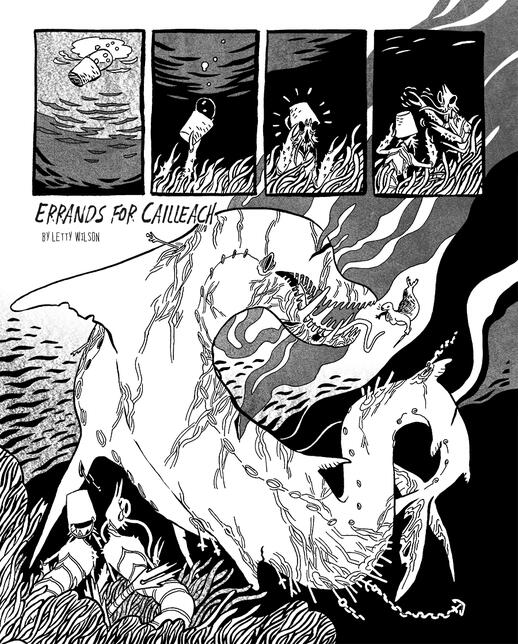 black and white comic showing a big badass seamonster.