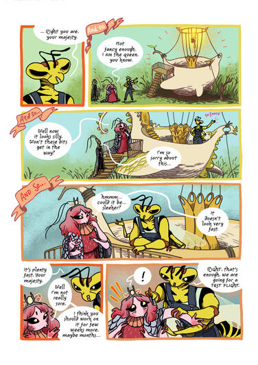 the queen is disatisfied with the wasp's work.