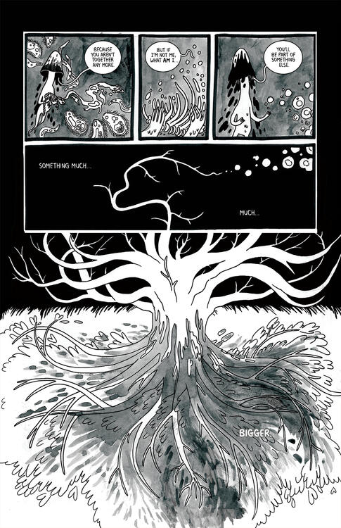 the vole's spirit disippates, becoming part of the root system of a vast tree.