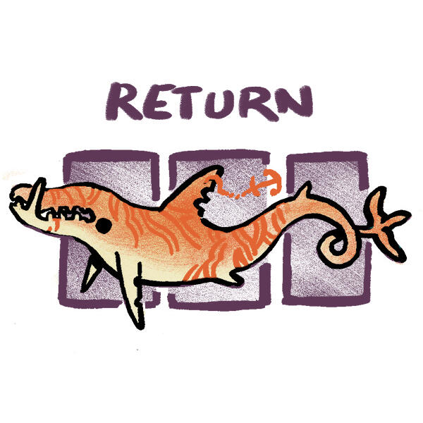 Sea monster swimming across three comic panels. text above reads: Return.