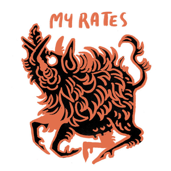 a red boar galloping. text reads: rate sheet